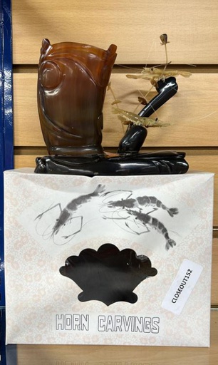 [CLOSEOUT152] Home Deco, Horn & Resin Ornament, Shrimp & Horn (6 pc/ctn)