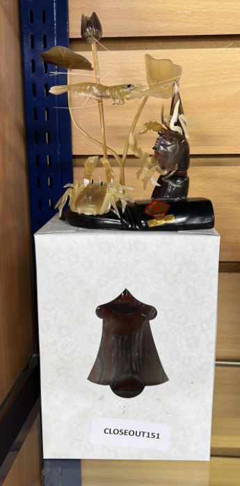 Home Deco, Wood & Resin Ornament, Shrimp, Crab & Lotus (6 pc/ctn)