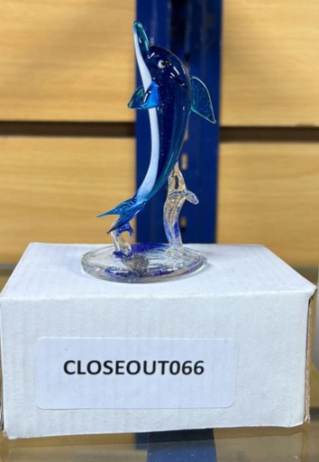 [CLOSEOUT066] Glass Dolphin Mother & Child  (12 pair/ctn)