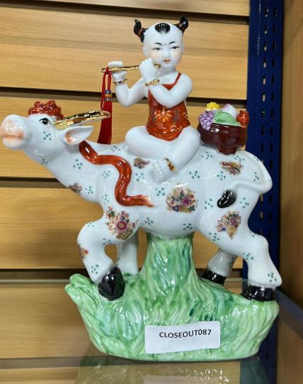Ceramic Shepherd Boy and Cow (6 pc/ctn)