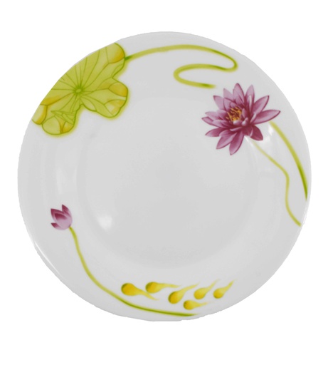 [A204-70C] 7" Opal Glass Lotus Flower Dinner Plate (36 pcs/ctn)