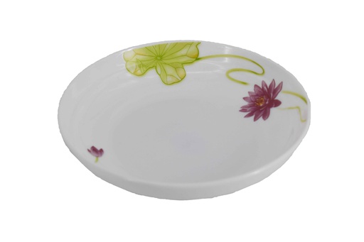 [A207-100C] 10" Opal Glass Lotus Flower Shallow Bowl (12 pcs/ctn)