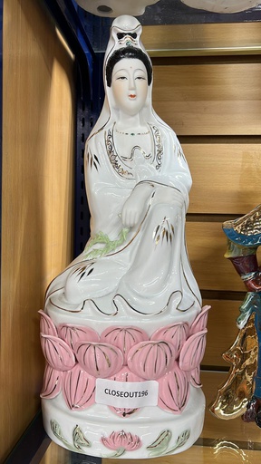 [CLOSEOUT196] Ceramic Sitting Buddha with Pink Petals (6 pc/ctn)