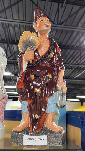 [CLOSEOUT169] Ceramic Jigong with Fan and Robes (4 pc/ctn)
