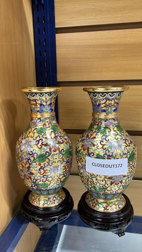 [CLOSEOUT172] Cloisonne Decorative Flower Vase with Base (2 pc/ctn)