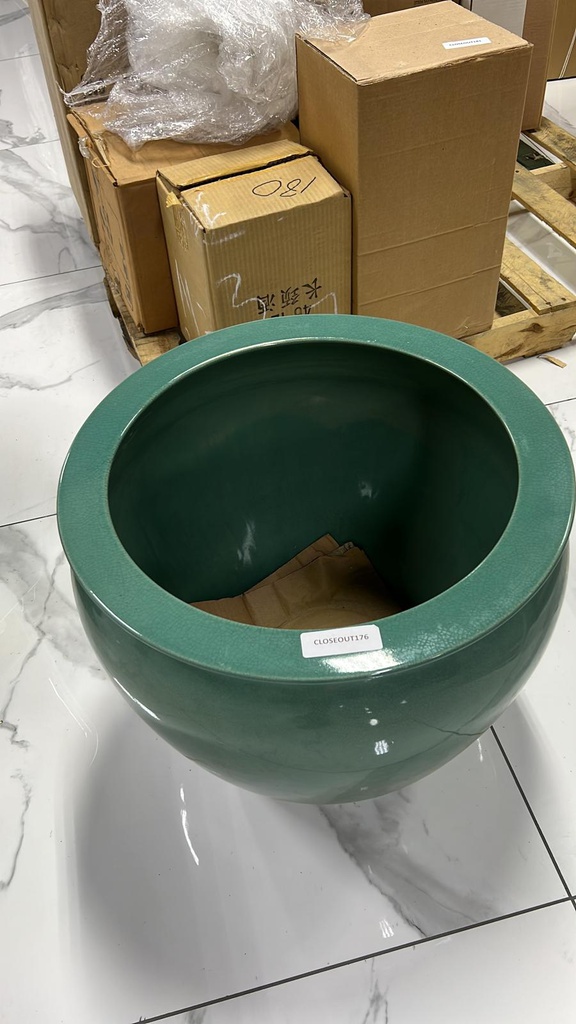 Ceramic Green Flower Pot/Bowl, large, 20.25"D x 17.25"H (pcs/ctn)