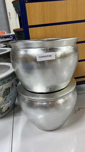 [CLOSEOUT166] Ceramic Silver Decorative Flower Pot/Bowl (6 pcs/ctn)