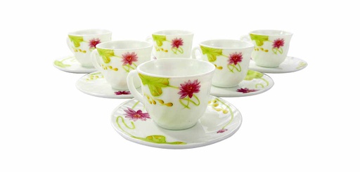 [A250C] 12 pc Opal Glass Lotus Flower Cup & Saucer Set (24 sets/ctn)