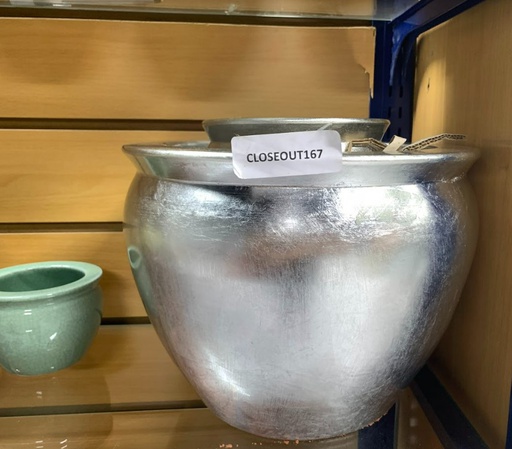 [CLOSEOUT167] Ceramic Silver Decorative Flower Pot/Bowl Set(1 set/ctn)