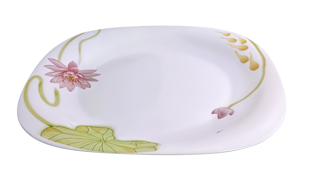 11.5" Opal Glass Lotus Flower Square Dinner Plate (36 pcs/ctn