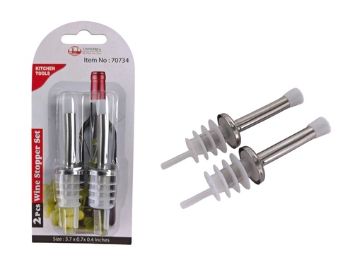 [70734] 2 pc Stainless Steel Wine Stopper Set (144 pc/ctn)