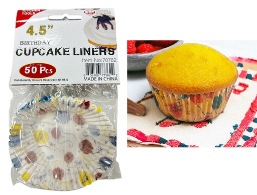 [70762] 4.5"(11.5cm) "Happy Bday" 50pc Cupcake Liners(72 set/ctn)