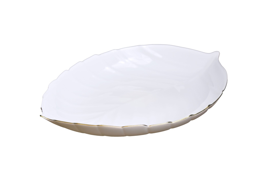 10" Opal Glass Gold Rim Leaf Soup Plate (36 pcs/ctn)