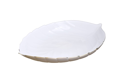 [A801-100] 10" Opal Glass Gold Rim Leaf Soup Plate (36 pcs/ctn)