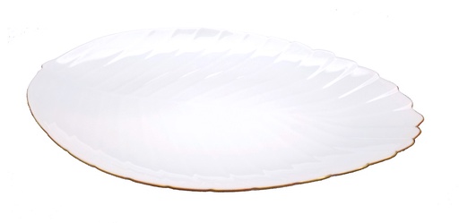 [A801-145] 14.5" Opal Glass Gold Rim Leaf Soup Plate (24 pcs/ctn)