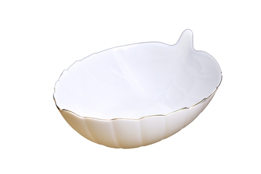 [A803-85] 8.5" Opal Glass Gold Rim Leaf Bowl (36 pcs/ctn)