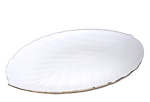 [A804-115] 11.5" Opal Glass Gold Rim Leaf Dinner Plate (36 pcs/ctn)