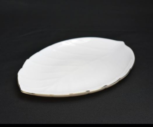 [A804-75] 7.5" Opal Glass Gold Rim Leaf Dinner Plate (36 pcs/ctn)