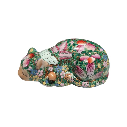 [CLOSEOUT208] FLOWER PATTERN DECOR CAT GREEN