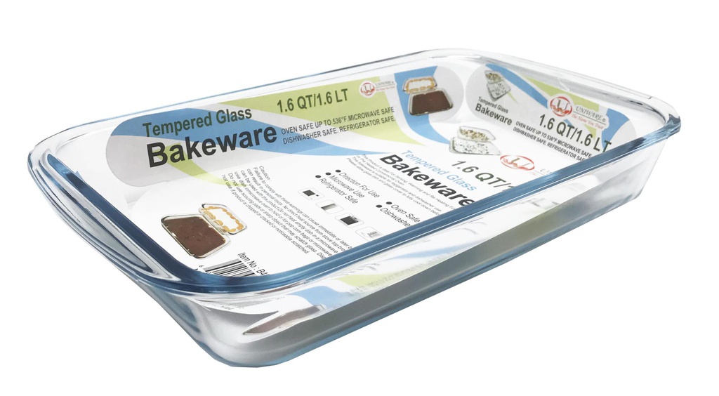7"x11.5" 1.6qt/1.6L Rectangular Glass Oven Safe Baking Dish (12 pcs/ctn)