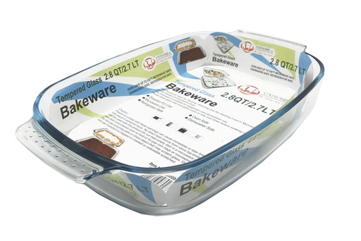 [B4800-2.7C] 9.75"x13.5" 2.8qt/2.7L Rounded Glass Oven Safe Baking Dish (12 pcs/ctn)