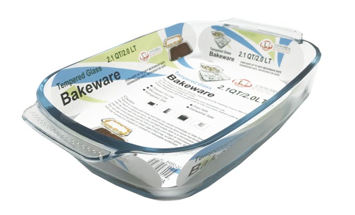 [B4800-2C] 2 Liter Rectangle Glass Bakeware w Handle (12 pcs/ctn)