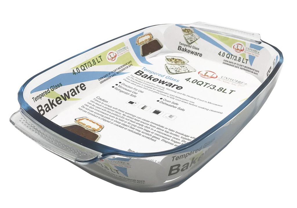 10"x15" 4qt/3.8L Rounded Glass Oven Safe Baking Dish (6 pcs/ctn)