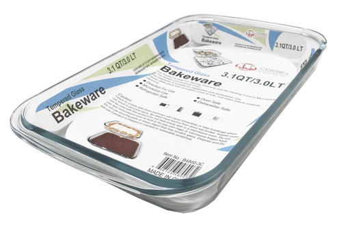 [B4800-3C] 3.1QT Rectangle Tempered Glass Baking Tray (6 pcs/ctn)