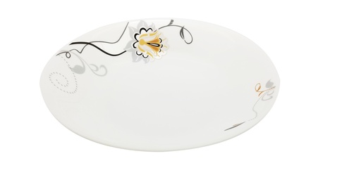 [BA202-11] 11" Opal Glass Black/Gold Flower Shallow Bowl (12 pcs/ctn)