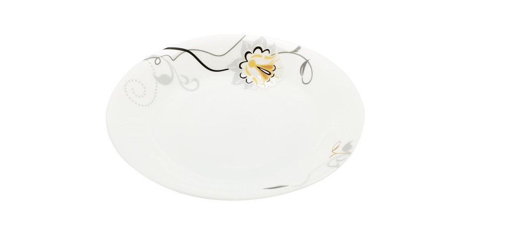 7.5" Opal Glass Black/Gold Flower Shallow Bowl (36 pcs/ctn)