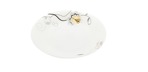 [BA202-75] 7.5" Opal Glass Black/Gold Flower Shallow Bowl (36 pcs/ctn)