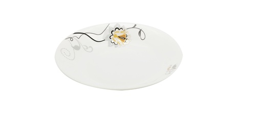 [BA202-85] 8.5" Opal Glass Black/Gold Flower Shallow Bowl (18 pcs/ctn)