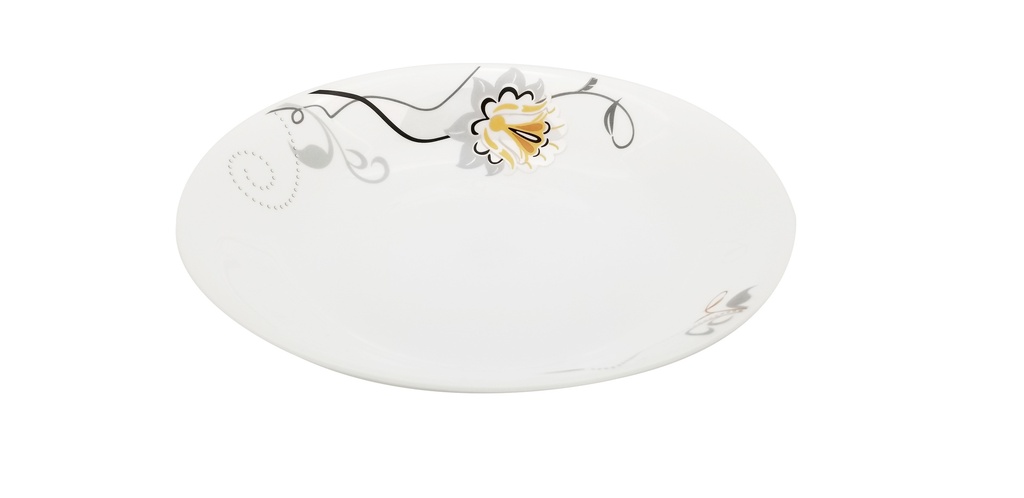 9.5" Opal Glass Black/Gold Flower Shallow Bowl (18 pcs/ctn)