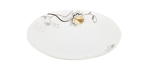 [BA202-95] 9.5" Opal Glass Black/Gold Flower Shallow Bowl (18 pcs/ctn)