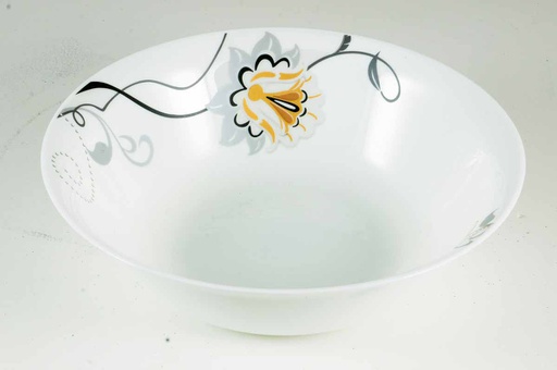 [BA203-105] 10.5" Opal Glass Black/Gold Flower Shallow Bowl (18 pcs/ctn)