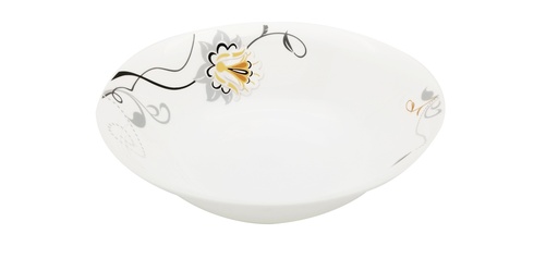 [BA203-105] 10.5" Opal Glass Black/Gold Flower Shallow Bowl (18 pcs/ctn)