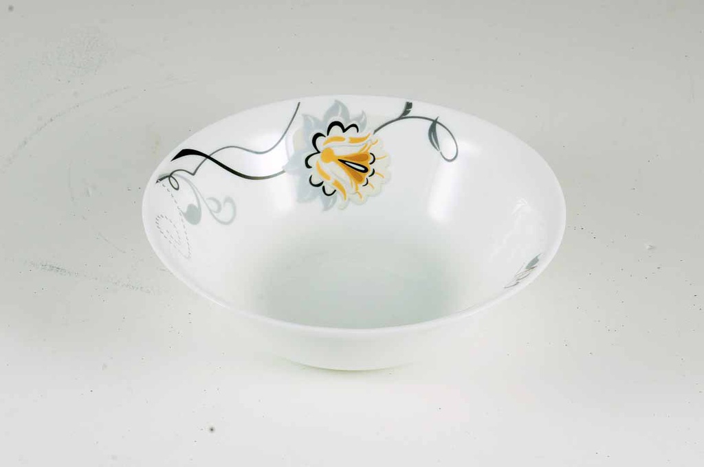 6.5" Opal Glass Black/Gold Flower Shallow Bowl (36 pcs/ctn)