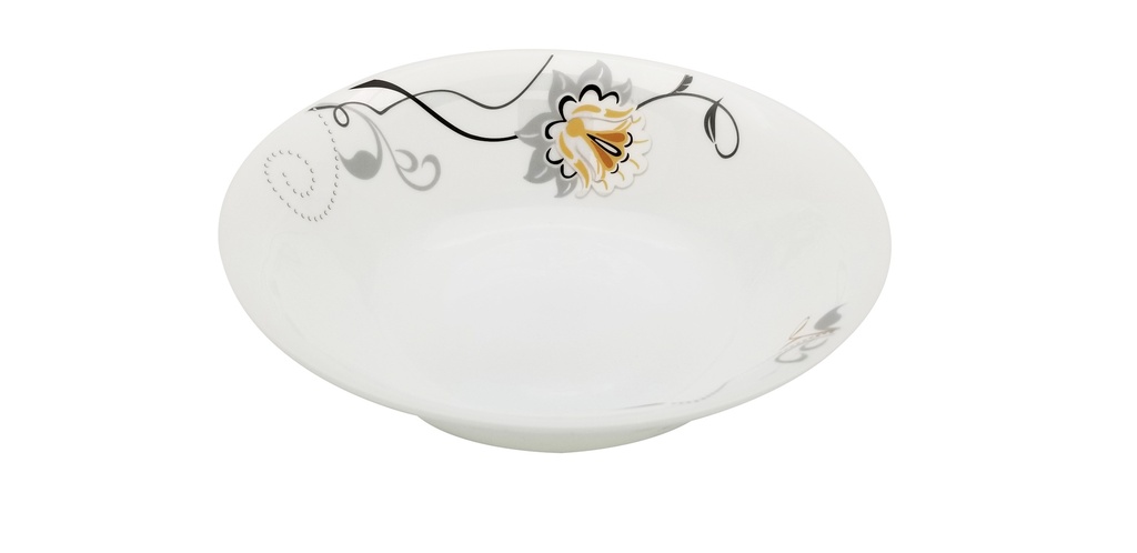 9" Opal Glass Black/Gold Flower Salad Bowl (18 pcs/ctn)