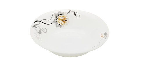 [BA203-75] 7.5" Opal Glass Black/Gold Flower Shallow Bowl (24 pcs/ctn)