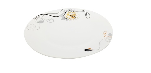 [BA204-100] 10" Opal Glass Black/Gold Flower Dinner Plate (36 pcs/ctn)