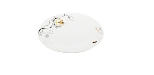 [BA204-70] 7" Opal Glass Black/Gold Flower Shallow Plate (36 pcs/ctn)
