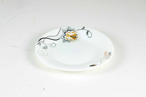 [BA204-70] 7" Opal Glass Black/Gold Flower Shallow Plate (36 pcs/ctn)