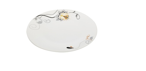 [BA204-80] 8" Opal Glass Black/Gold Flower Shallow Plate (36 pcs/ctn)