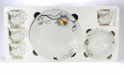 [BA300-20] 20 pc Black/Gold Flower Dinnerware Set (4 sets/ctn)