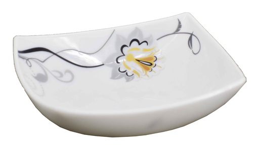 [BA603-100] 10" Opal Glass Black/Gold Flower Square Bowl (18 pcs/ctn)