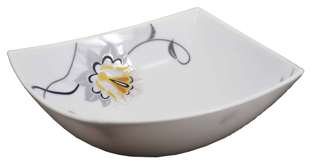 11.5" Opal Glass Black/Gold Flower Square Bowl (18 pcs/ctn)