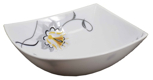 [BA603-115] 11.5" Opal Glass Black/Gold Flower Square Bowl (18 pcs/ctn)