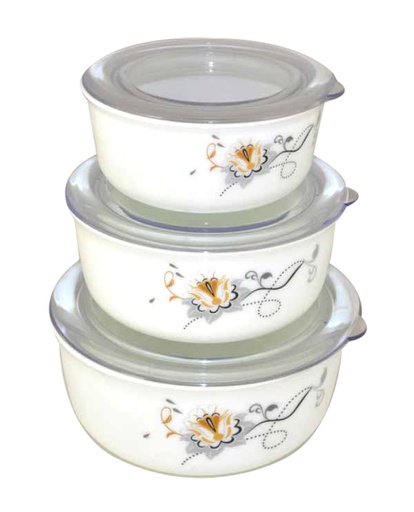 [BA777-3] 3 pc Opal Glass Black/Gold Flower Container Set (12 sets/ctn