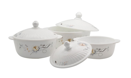 [BA999-3] 6 pc Yellow Flower Opal Glassware Set (4 sets/ctn)