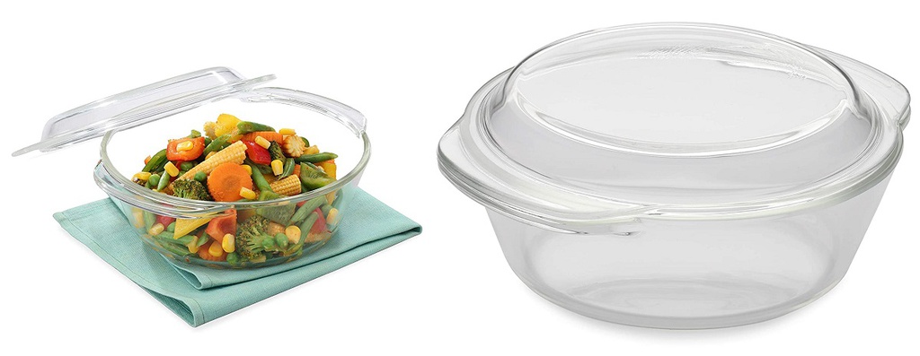 1000ml 6.5" High Borosilicate Glass Bowl w Glass Lid (12 pc/ctn)